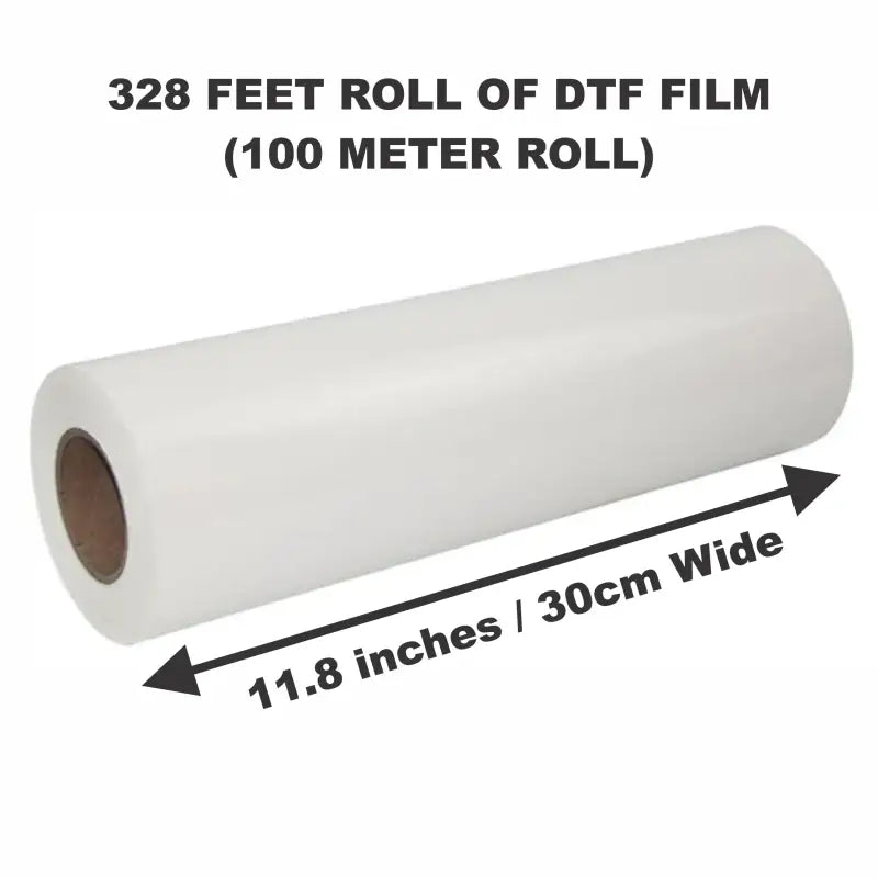 11.8” x 328 Feet Roll Of DTF Film by Printomize America - Double Sided Cold/Warm Peel, perfect for various fabrics.