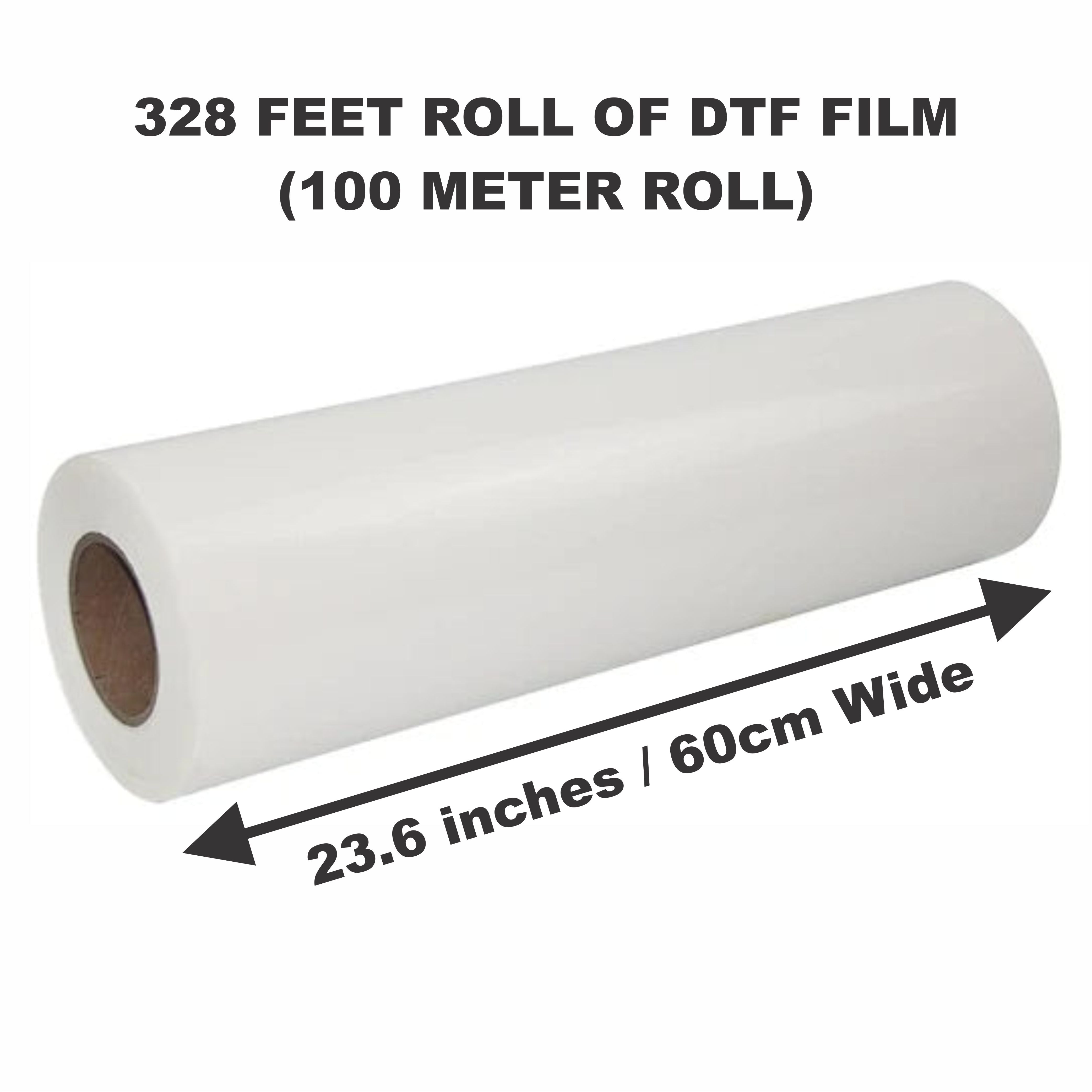 23.6” x 328 Feet Roll of DTF Film by Printomize America - Single Sided Cold Peel for high-quality transfers.