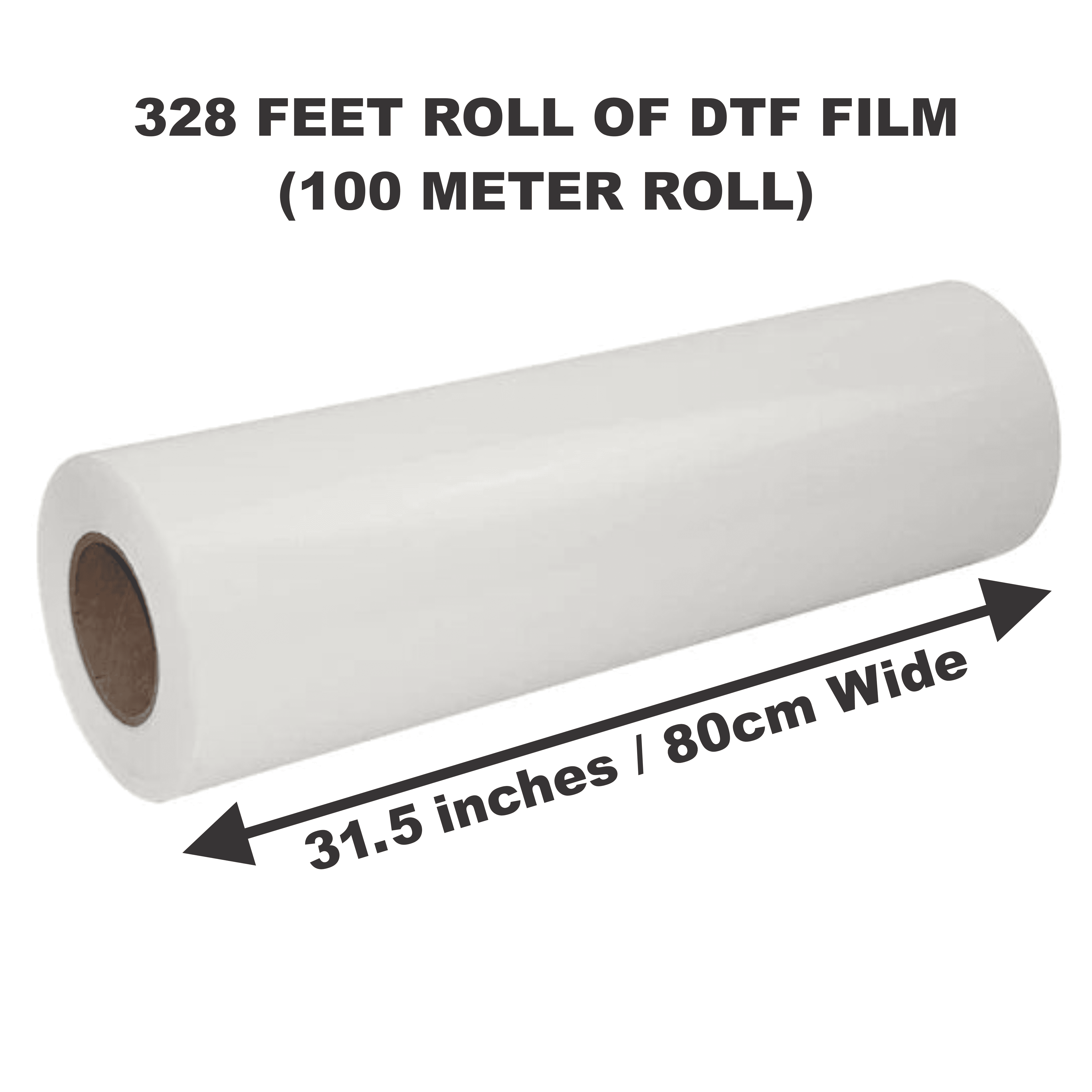 31.5 x 328 Feet Roll of DTF Film by Printomize America - Double Sided Instant Hot Peel, perfect for various fabrics including cotton and polyester.