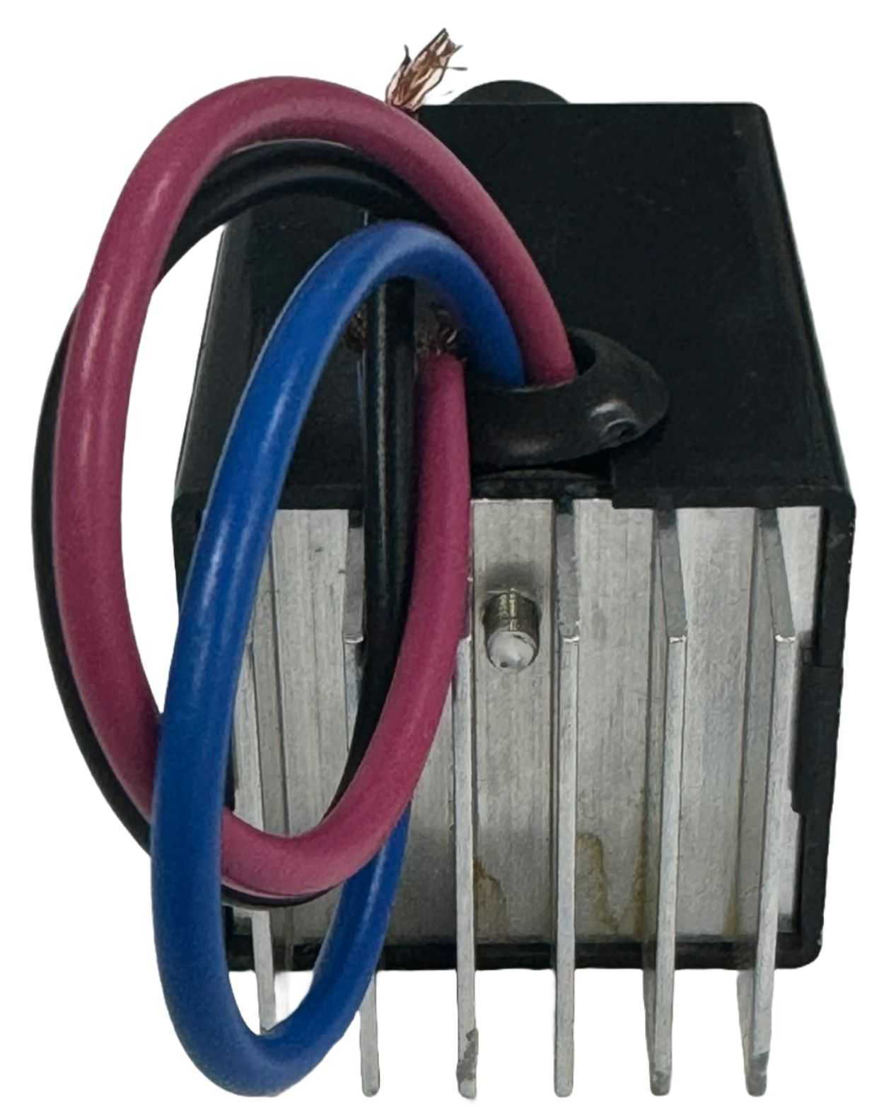 Film Fan Hold Down Switch by Printomize America, featuring a black casing with an aluminum heat sink and colored wires intertwined.