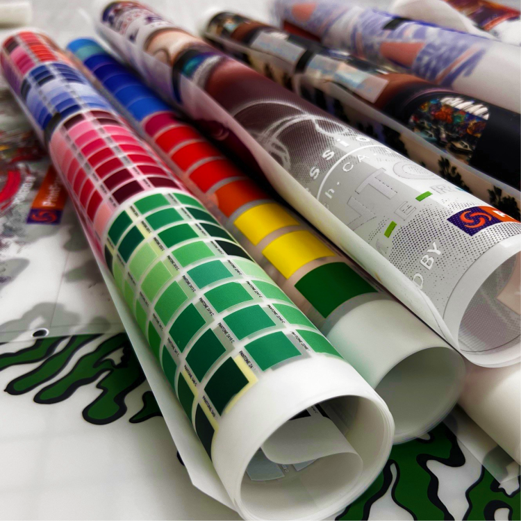 Collection of color swatches showcasing various shades and hues, illustrating Hyper Bright (9 Color) DTF Transfers from Printomize America.