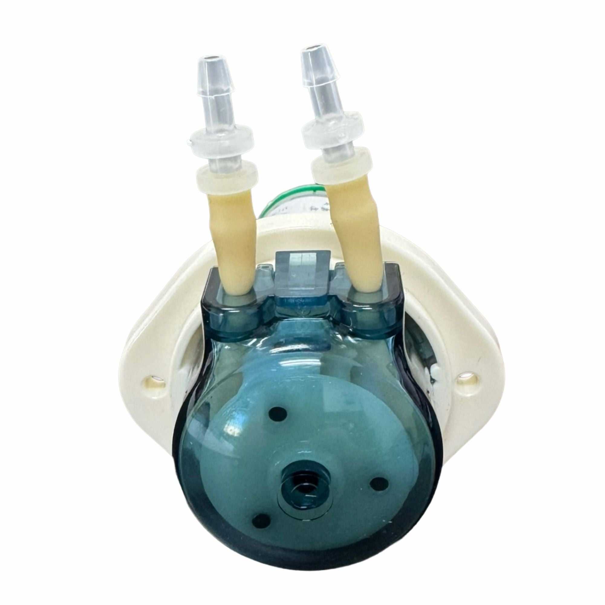 Front view of Cappimg Station Ink Pump with dual nozzles and transparent blue housing for printer maintenance systems.