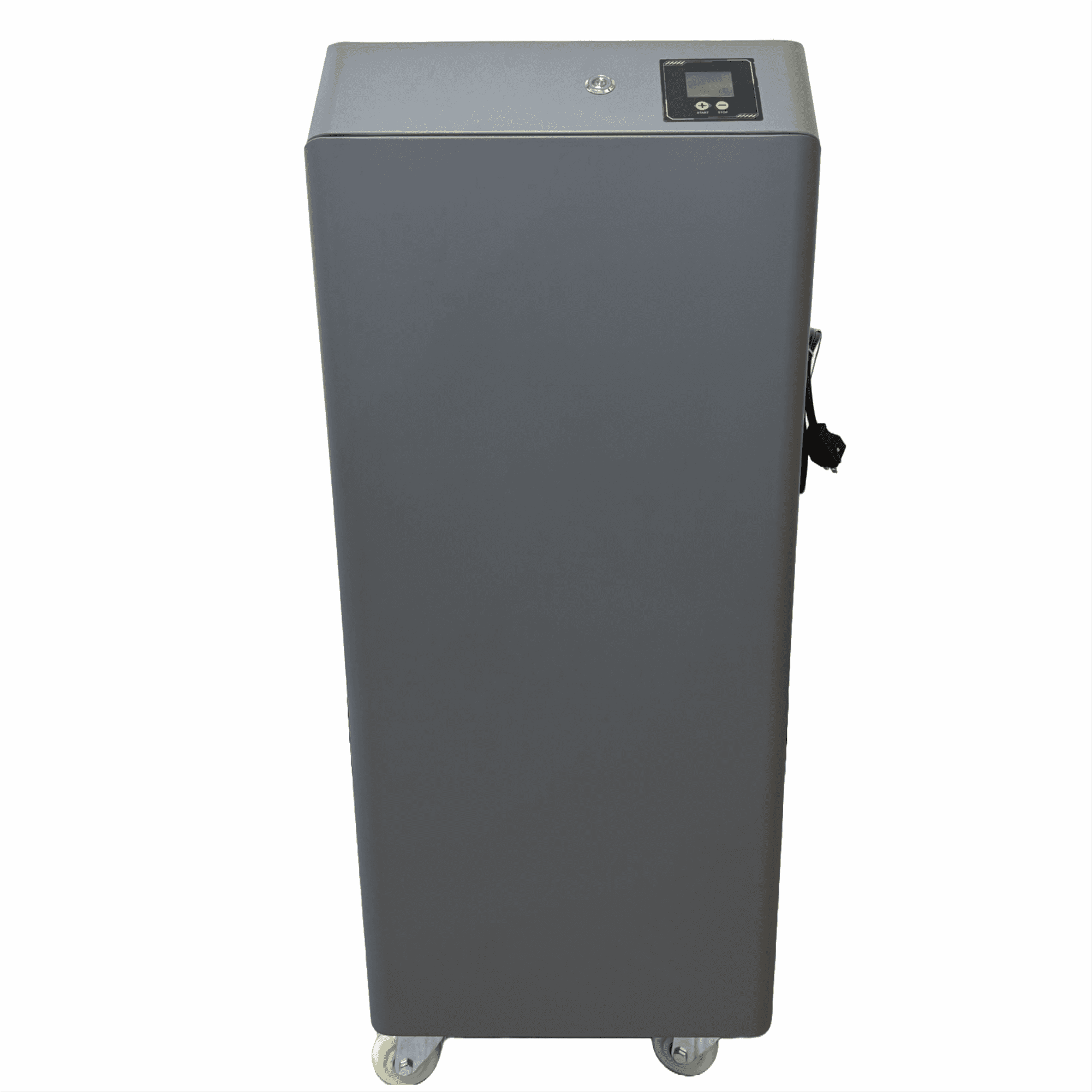 Fume Extractor by Printomize America for smoke filtration, showing a sleek gray design with control panel on top.