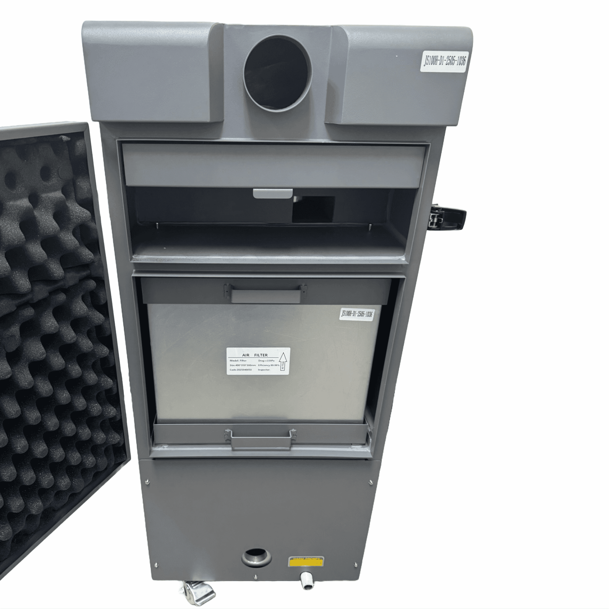 Interior view of the Fume Extractor by Printomize America, highlighting smoke filtration components and a user-friendly layout.
