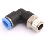 MEM Large 90° Airline Connector for Piston - Durable push connect fitting designed for efficient air transfer in pneumatic systems.