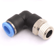 MEM Large 90Β° Airline Connector for Piston - Durable push connect fitting designed for efficient air transfer in pneumatic systems.