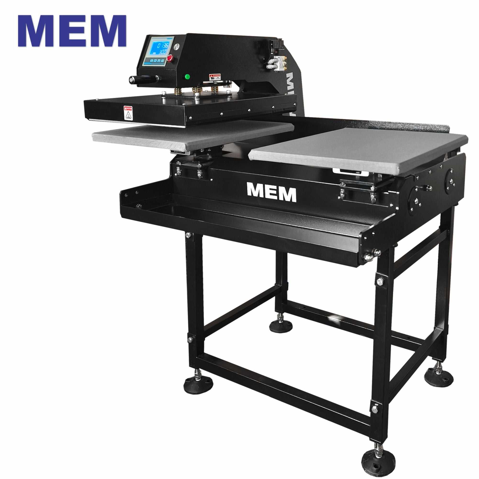 MEM TQA-4050 16" x 20" Semi-Automatic Double Station Pneumatic Heat Press with Quick Release, displaying its dual-station functionality with a solid frame.