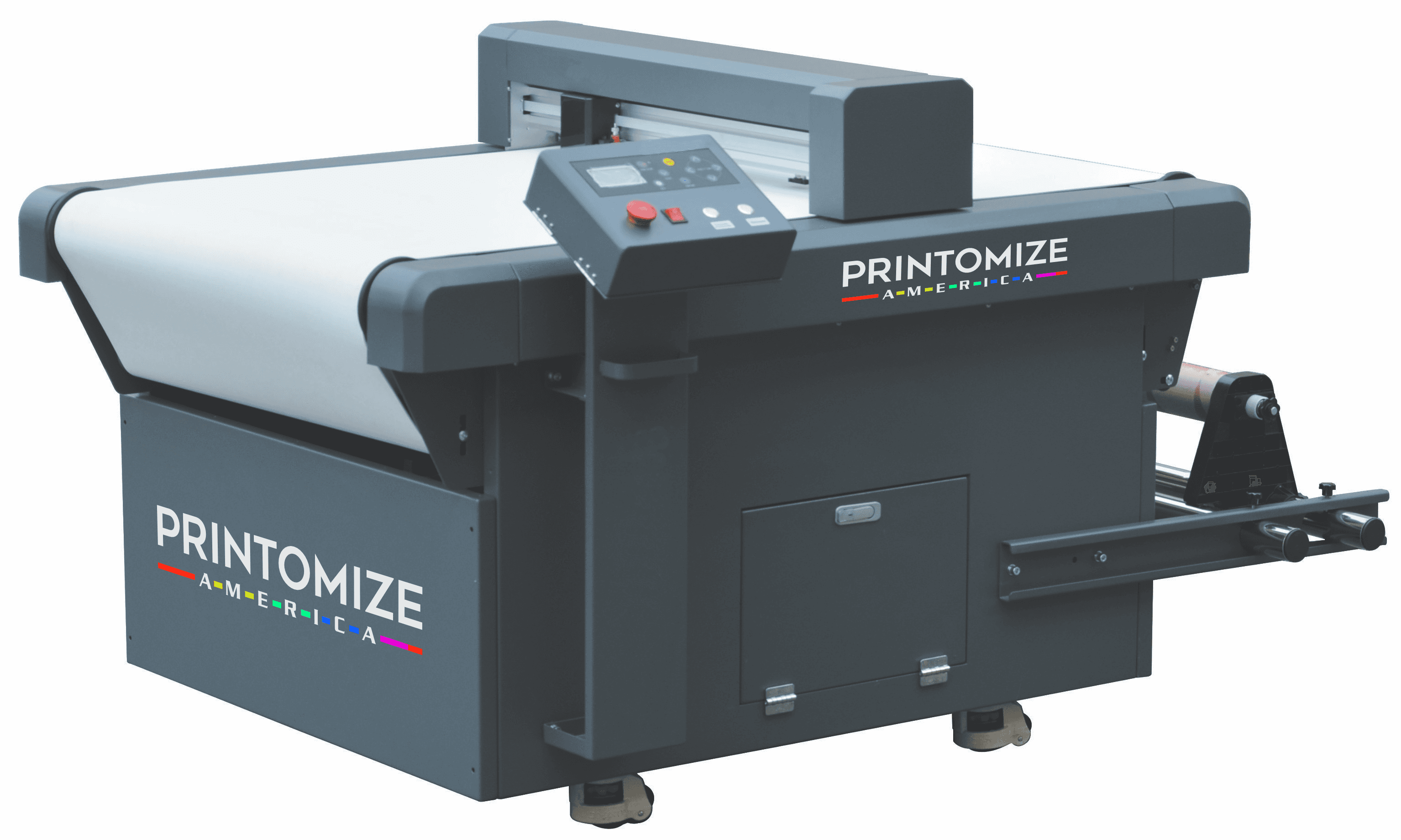 24" x 35" Auto-Fed Flatbed Digital Cutter by Printomize America, designed for precise cutting of DTF printing films.