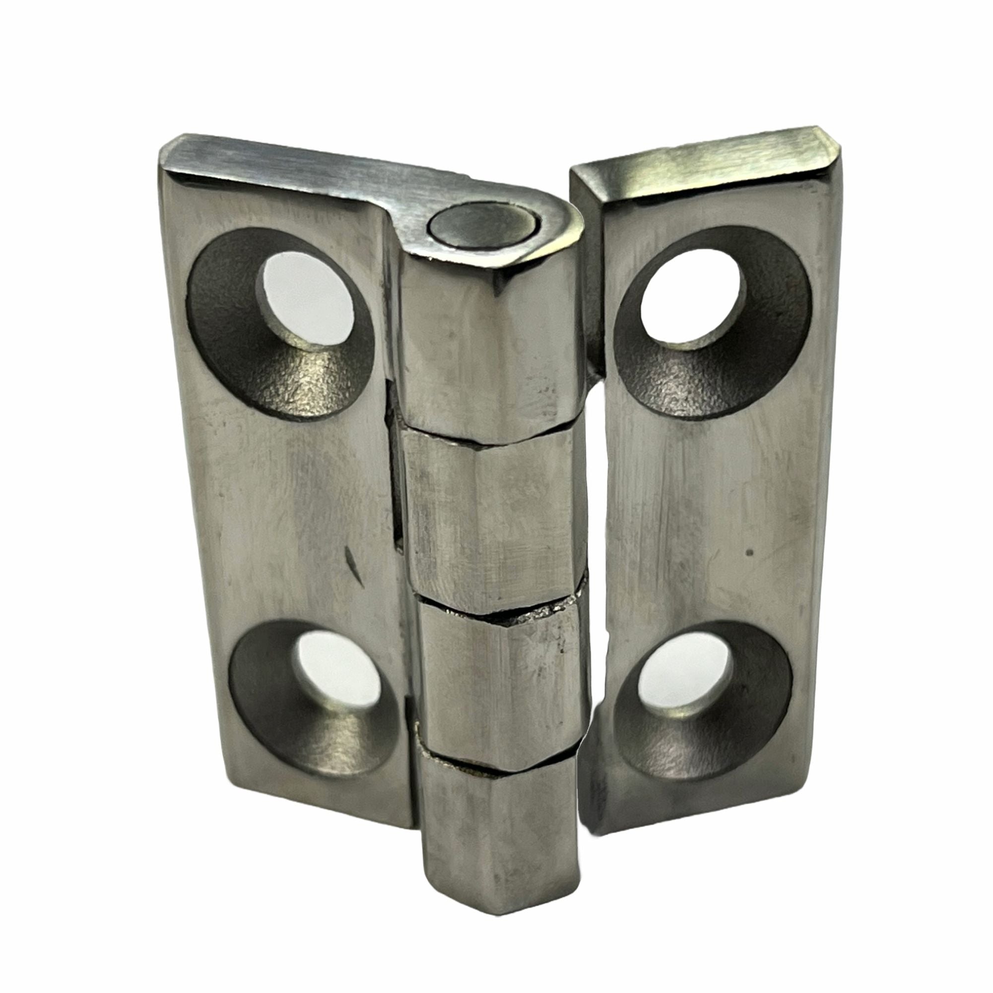 Stainless steel oven hinge by Printomize America, designed for 2 and 4 head ovens, showcasing durable construction and smooth pivot action.