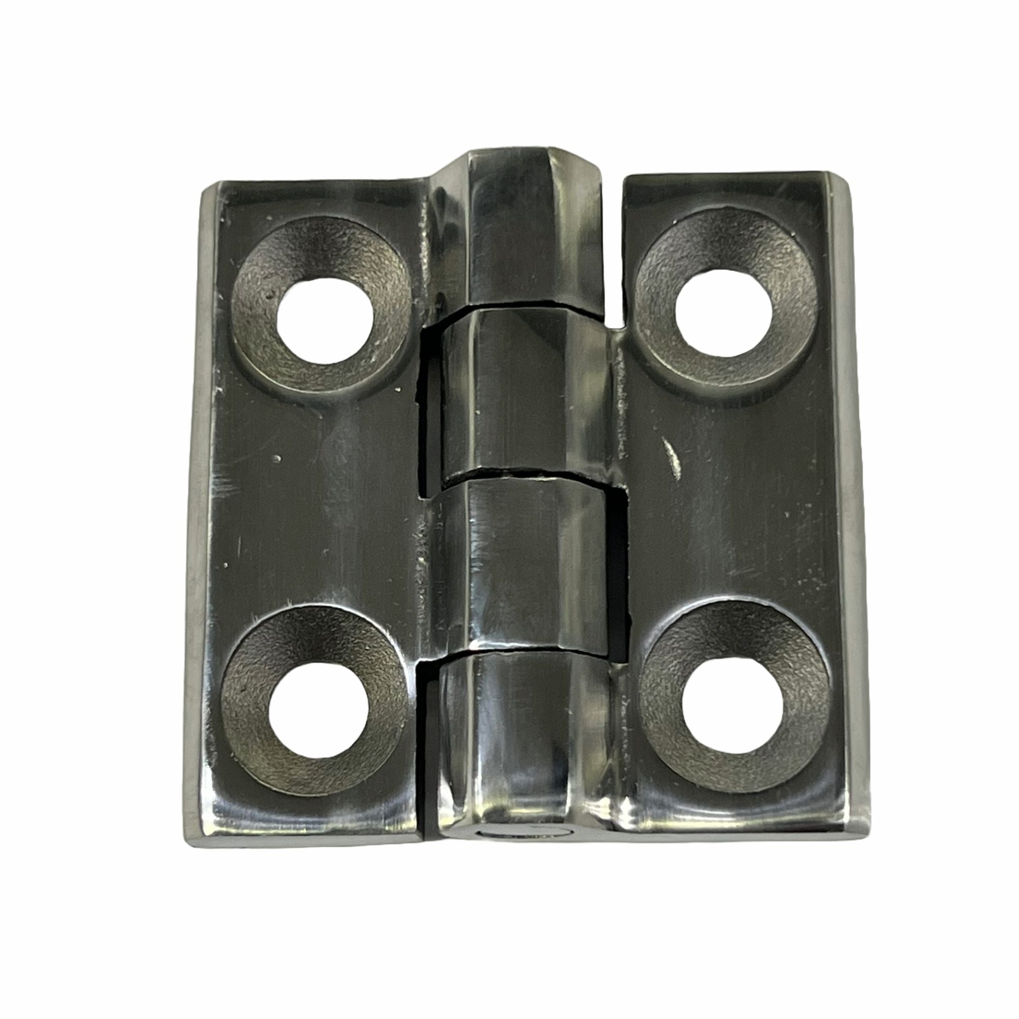 Close-up view of a robust oven hinge by Printomize America, suitable for 2 and 4 head ovens, featuring dual hole design for easy installation.