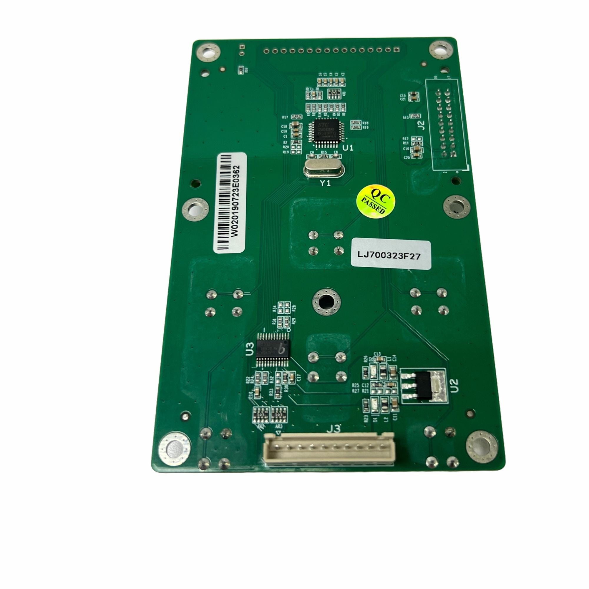 Rear view of the LCD Control Panel for Peregrine Printers by Printomize America, highlighting circuit components and connection interfaces.