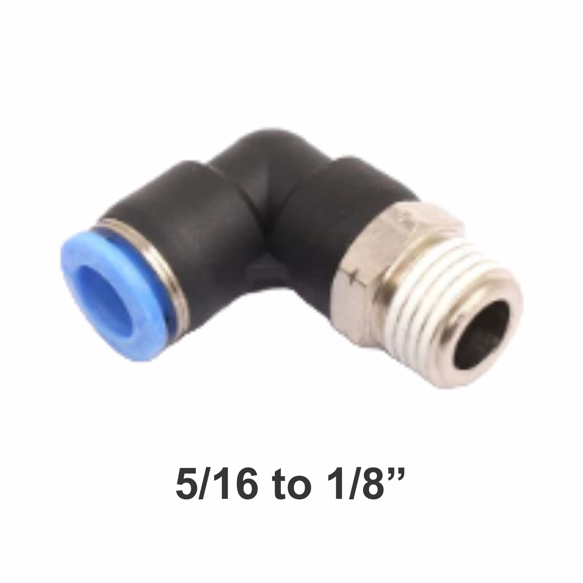 MEM Small 90Β° Airline Connector Solenoid Valve, shown in a 5/16 to 1/8 inch size, featuring a durable design suitable for pneumatic systems.