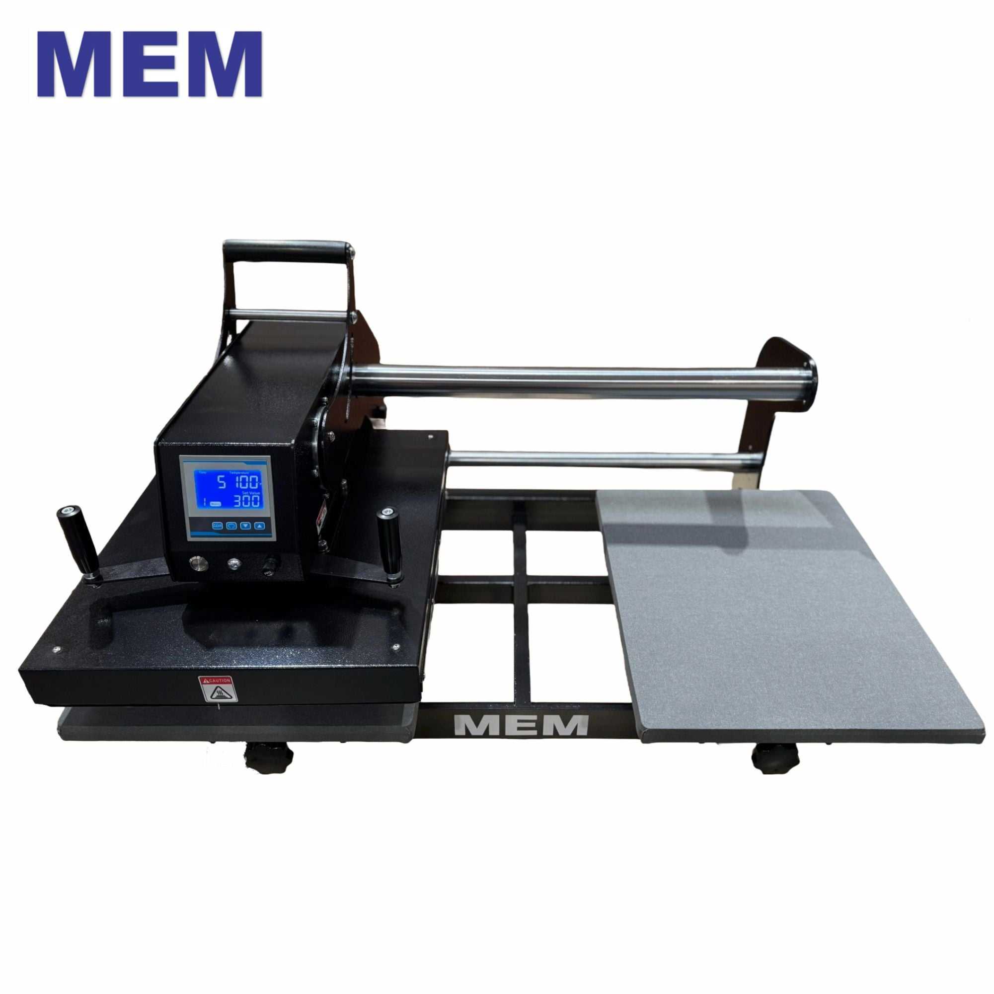 TY-4050 16 x 20 I MEM manual double station heat press with digital control panel and dual sliding platens for industrial use.