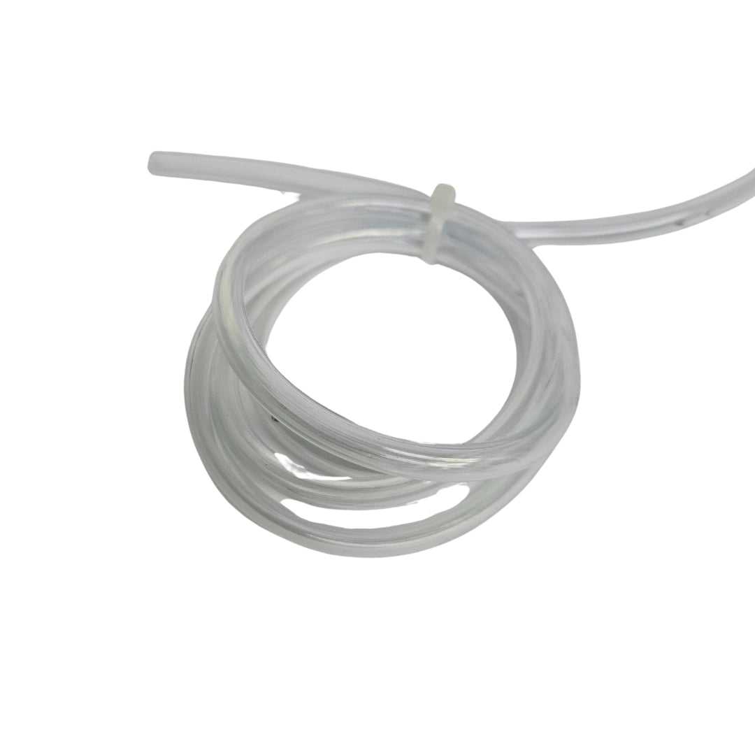 Clear ink tubing sold by the foot by Printomize America, coiled and ready for use.