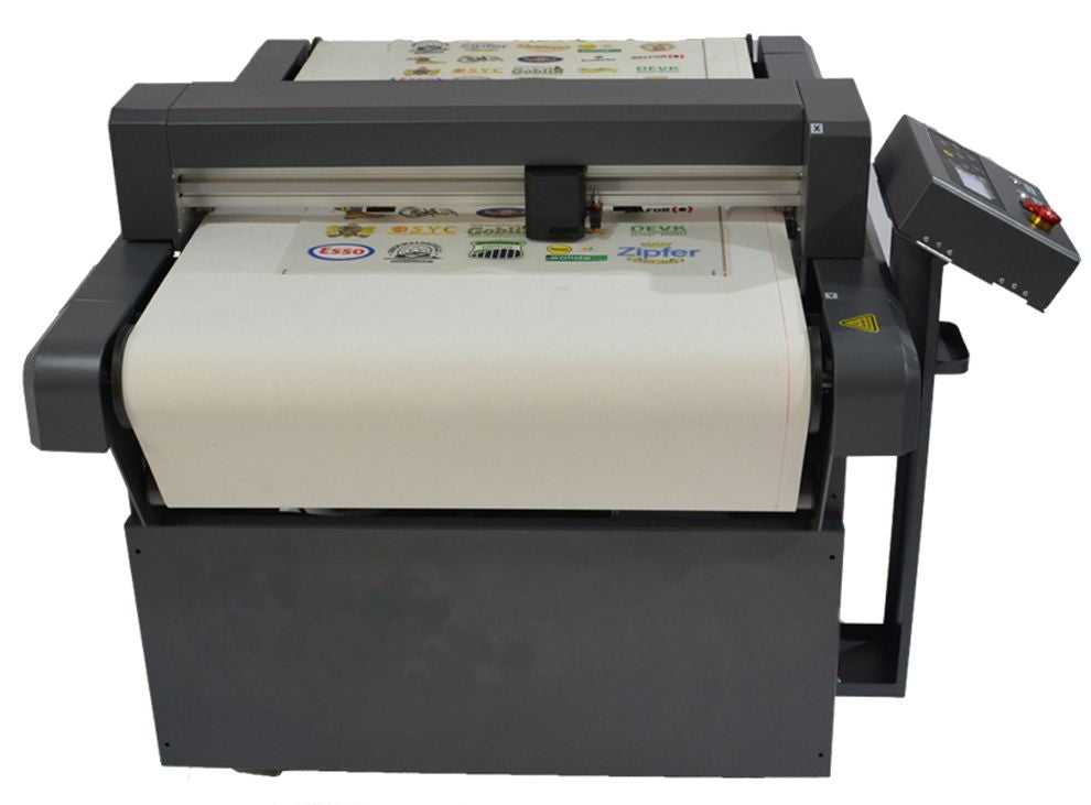 Advanced features of the 24" x 35" Auto-Fed Flatbed Digital Cutter by Printomize America, showcasing its efficient automatic cutting technology.