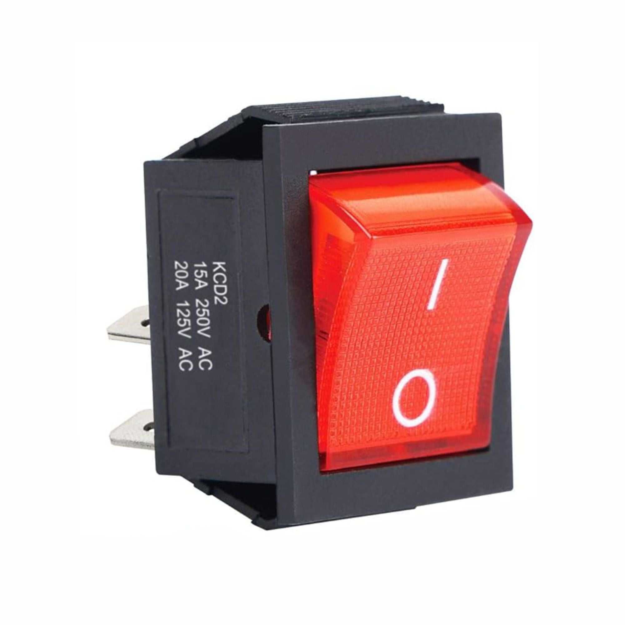 On/Off switch for TQ, TQA TQB-4050 Heat Press by MEM, featuring a red illuminated switch with 125V/20A and 250V/16A specifications.