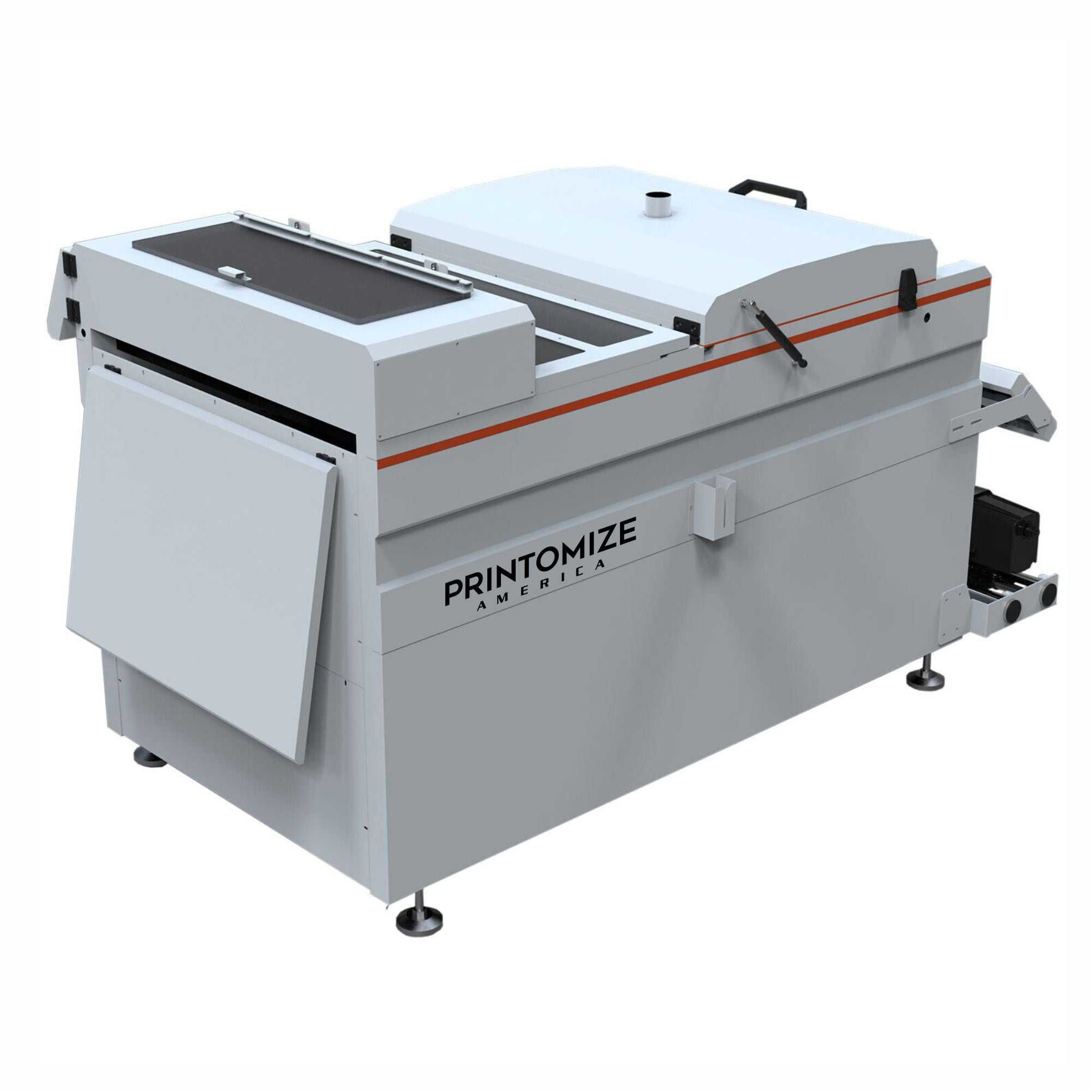 24in Automatic DTF Powder Shaker and Dryer with Vacuum Absorption Conveying Platform and Touch Screen by Printomize America showcasing its sleek design and functionality.