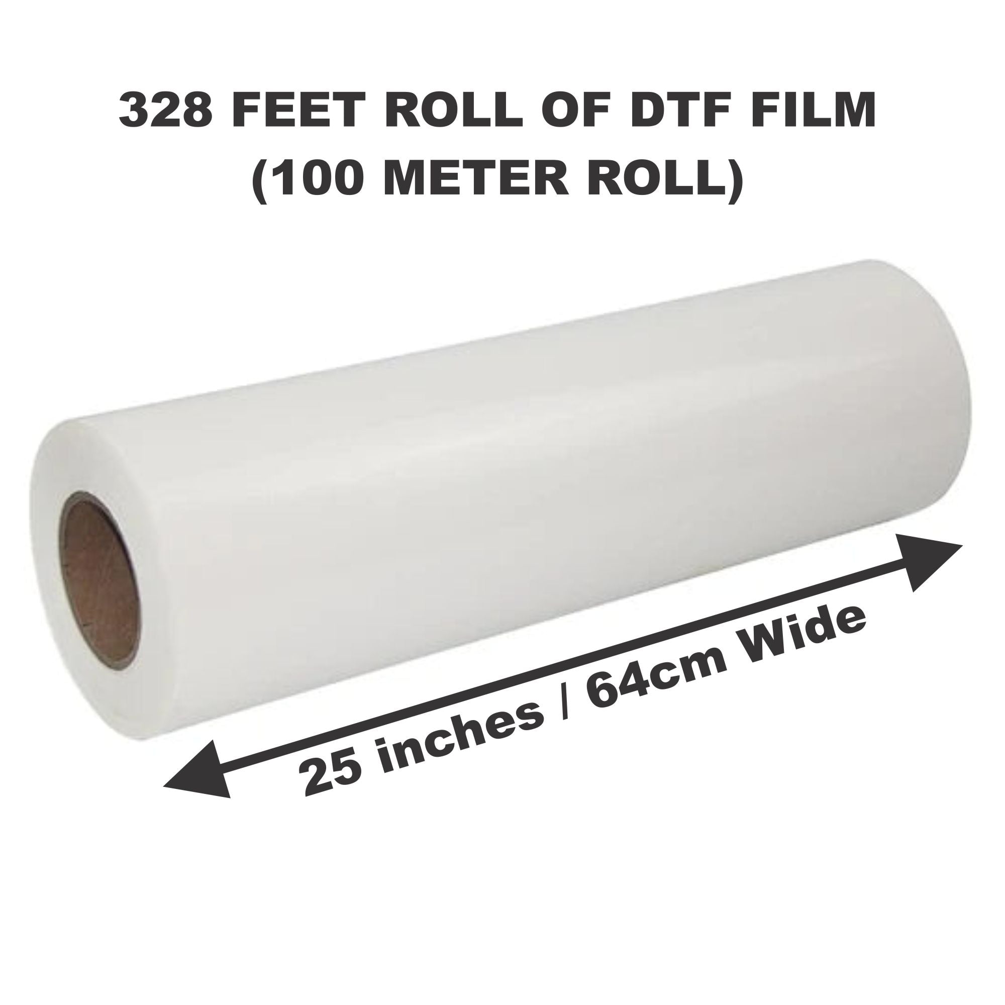 High Ink Absorbent 25" (64cm) x 328ft (100m) DTF Film Roll - Double Sided Instant Hot Peel