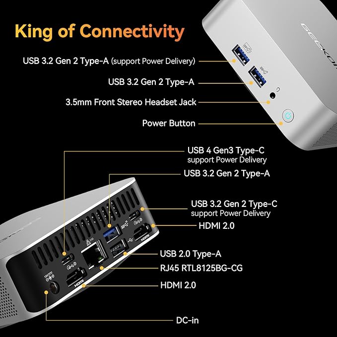 GEEKOM A8 AI Mini PC, AMD Ryzen 9 8945HS