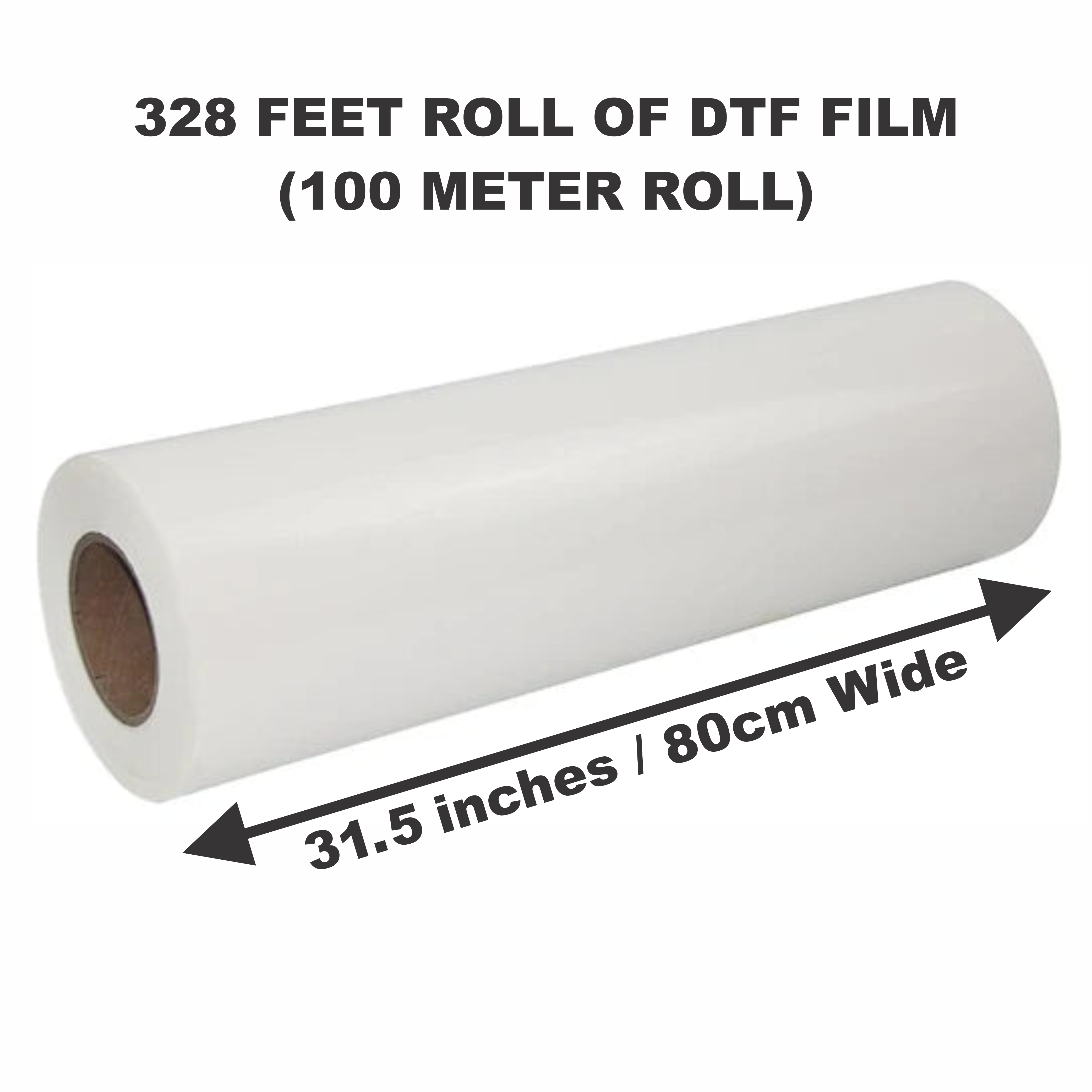 31.5 x 328 Feet Roll of DTF Film by Printomize America - Double Sided Instant Hot Peel, perfect for various fabrics including cotton and polyester.