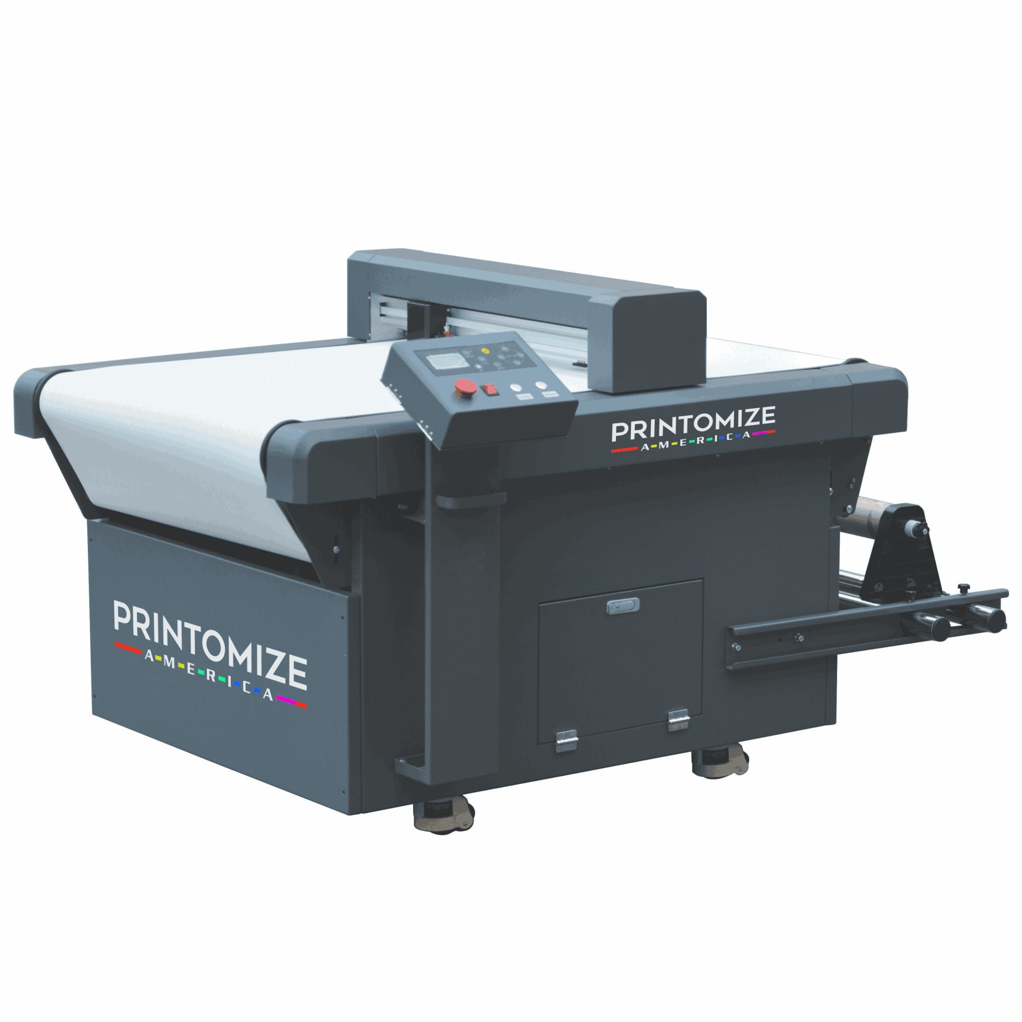 24" x 35" Auto-Fed Flatbed Digital Cutter by Printomize America, designed for precise cutting of DTF printing films.