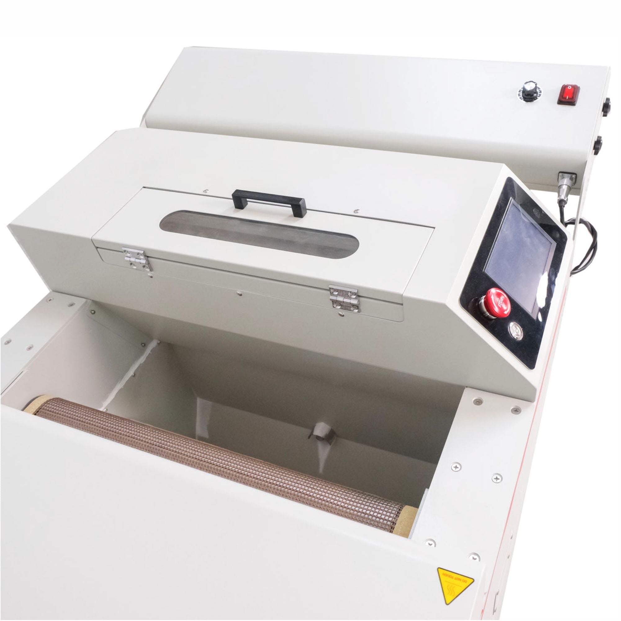 Automatic powder recycling hopper and rotating brush on DTF shaker dryer