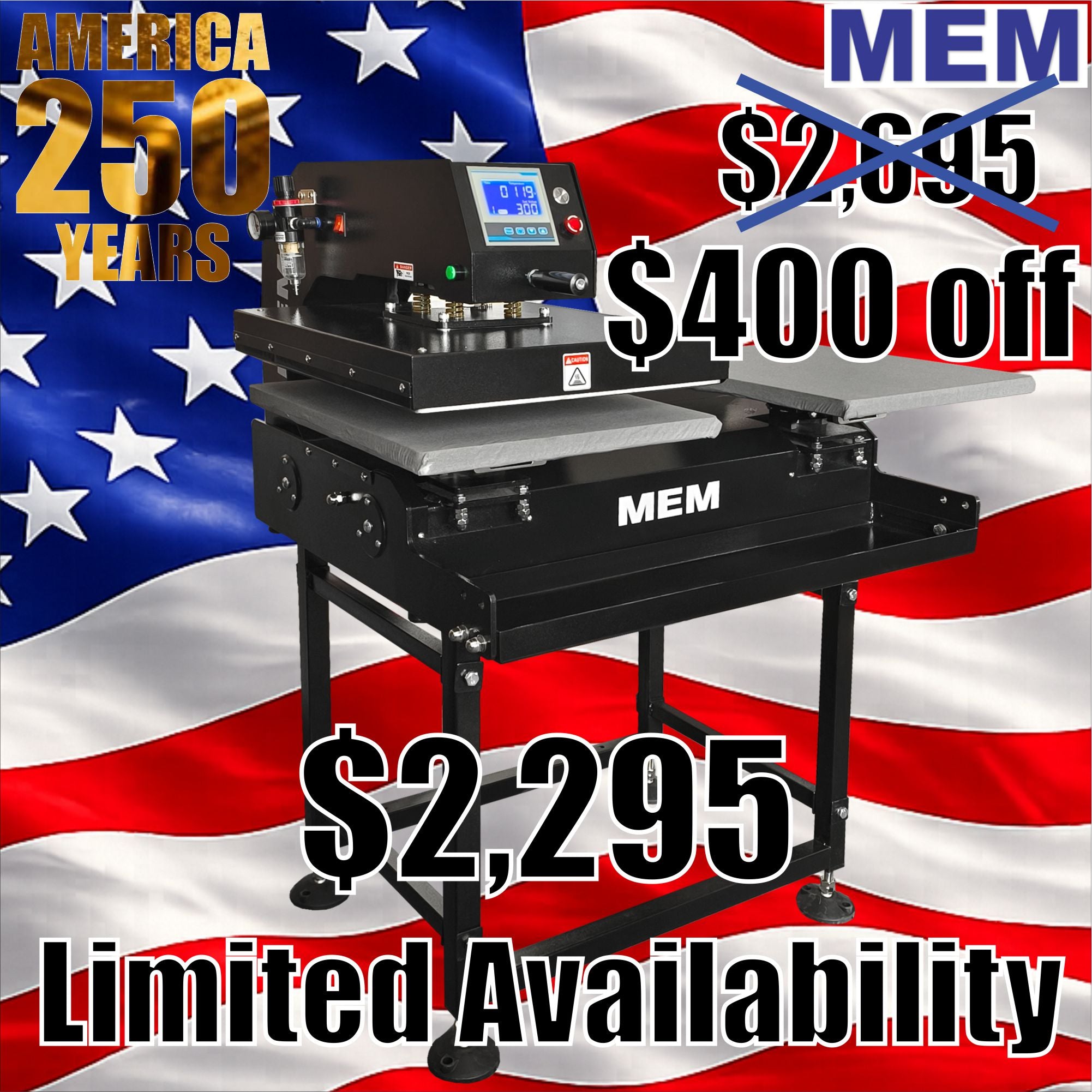TQA-4050 16" x 20" Semi-Automatic Double Station Pneumatic Heat Press With Quick Release