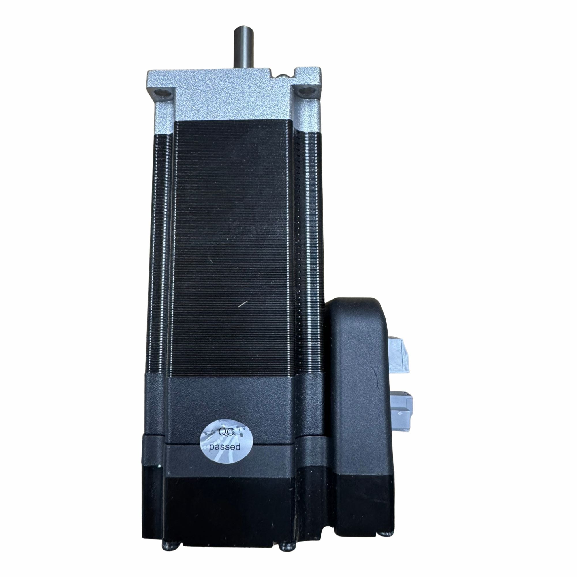 Y/X Motor from Printomize America, front view displaying certification sticker and connections, ideal for enhancing printer functionality.