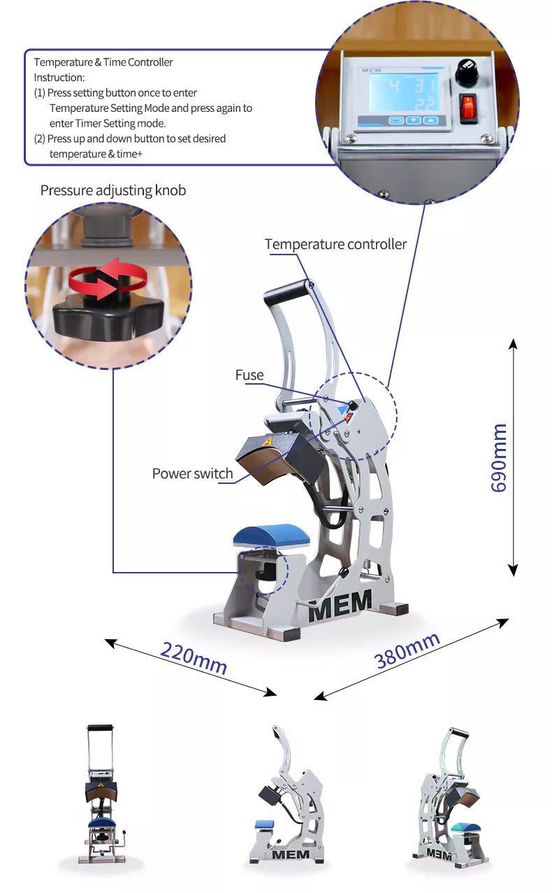 T-13 Hat Press Machine I MEM I Printomize America